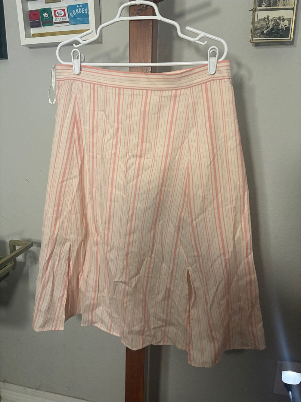 Daniel Cremieux Pink and Cream Striped A-Line Skirt